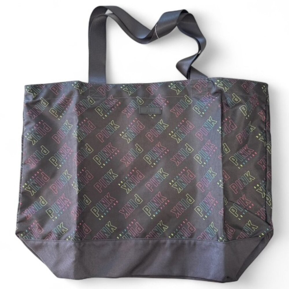NWT Y2K Victoria's Secret PINK Tote Bag, Black/Neon Logos